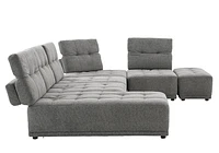 Toco Grey Upholstered Modular Sectional Sofa with Adjustable Backrests