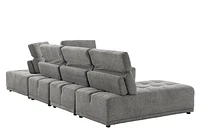 Toco Grey Upholstered Modular Sectional Sofa with Adjustable Backrests