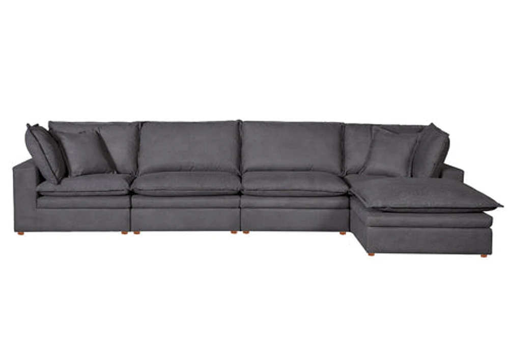 Mitzi Cloud Modular Sectional 5 Pc Set Charcoal Grey