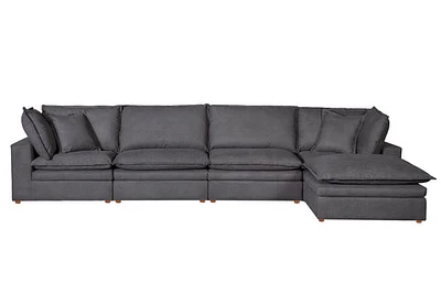 Mitzi Cloud Modular Sectional 5 Pc Set Charcoal Grey