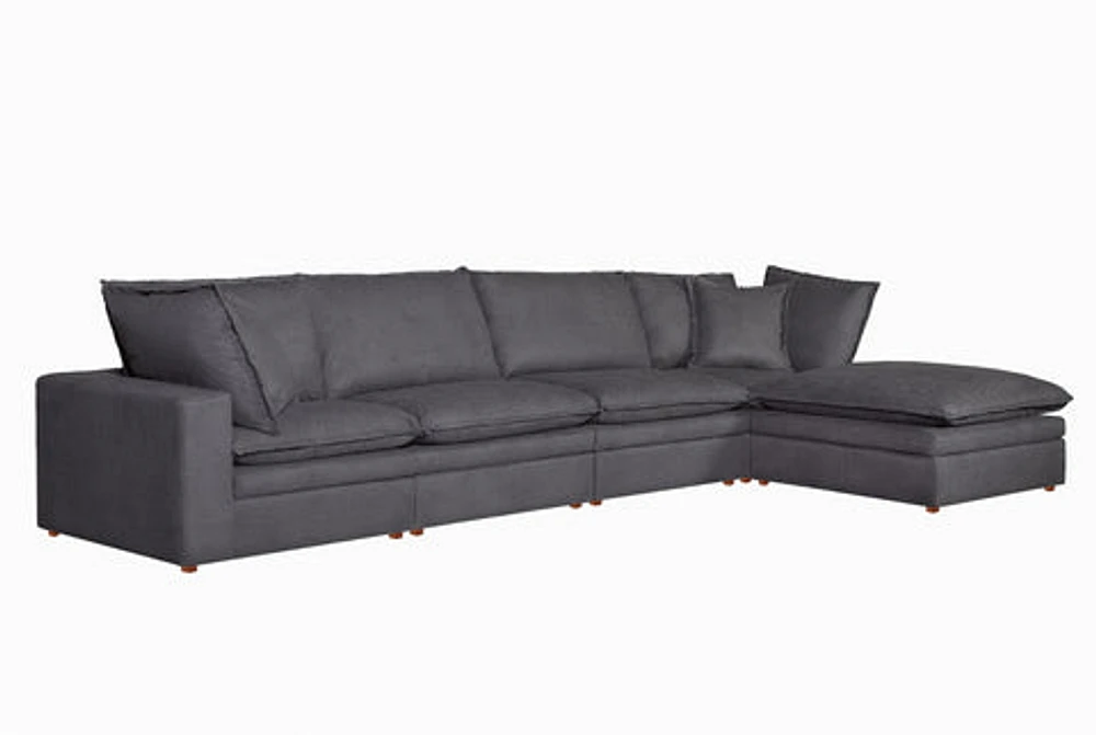 Mitzi Cloud Modular Sectional 5 Pc Set Charcoal Grey