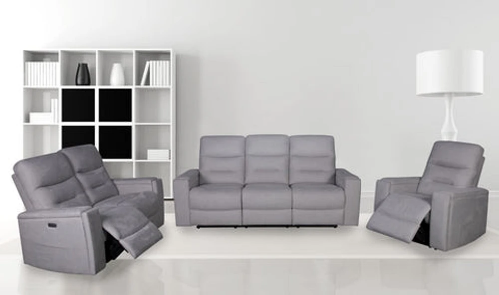 Roche Power Recliner Sofa - Light Grey