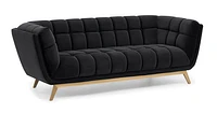 Yaletown Mid Century Accent Sofa - Velvet Black