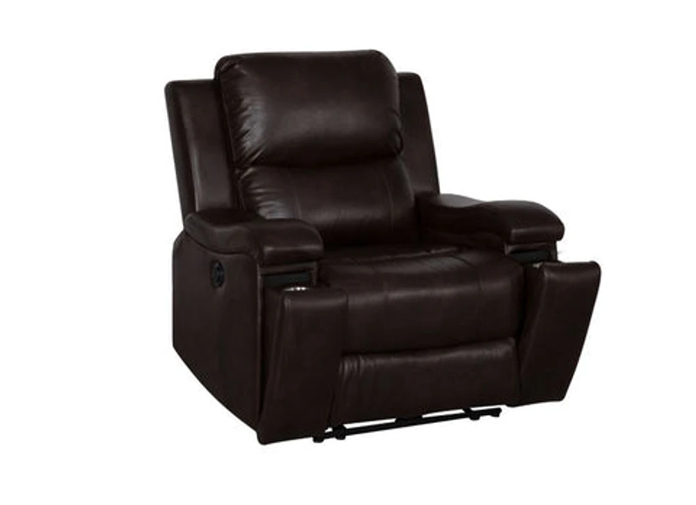 Clinton Power Recliner Chair - Dark Brown Leather Gel