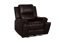 Clinton Power Recliner Chair - Dark Brown Leather Gel