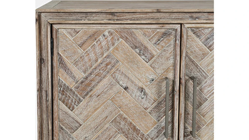 Gramercy Dark Chevron 2 Door Accent Cabinet - Grey Wash