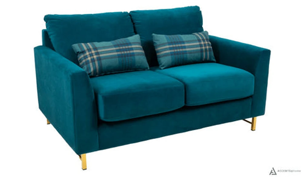 FLOOR MODEL Leo Fabric Loveseat - Joyful Turquoise