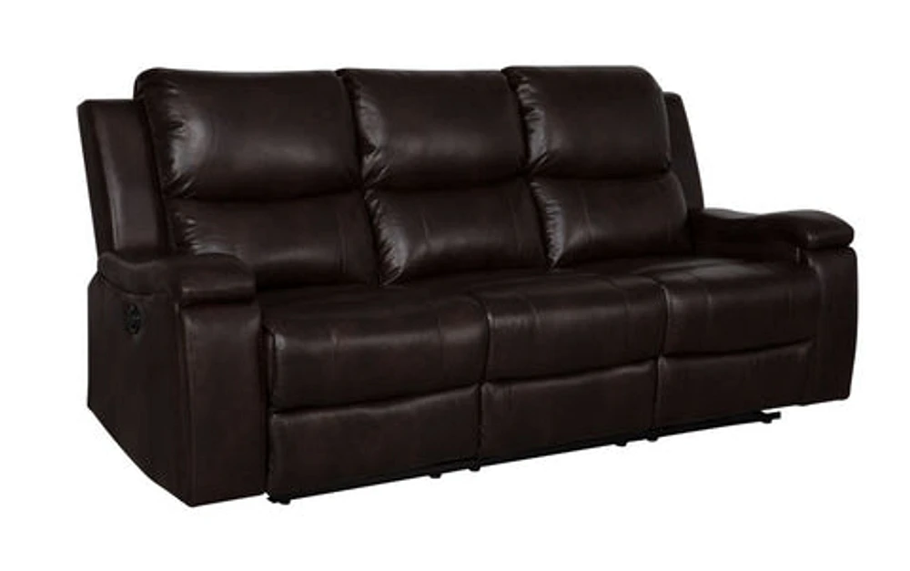 Clinton Power Recliner Sofa - Dark Brown Leather Gel