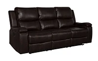 Clinton Power Recliner Sofa - Dark Brown Leather Gel