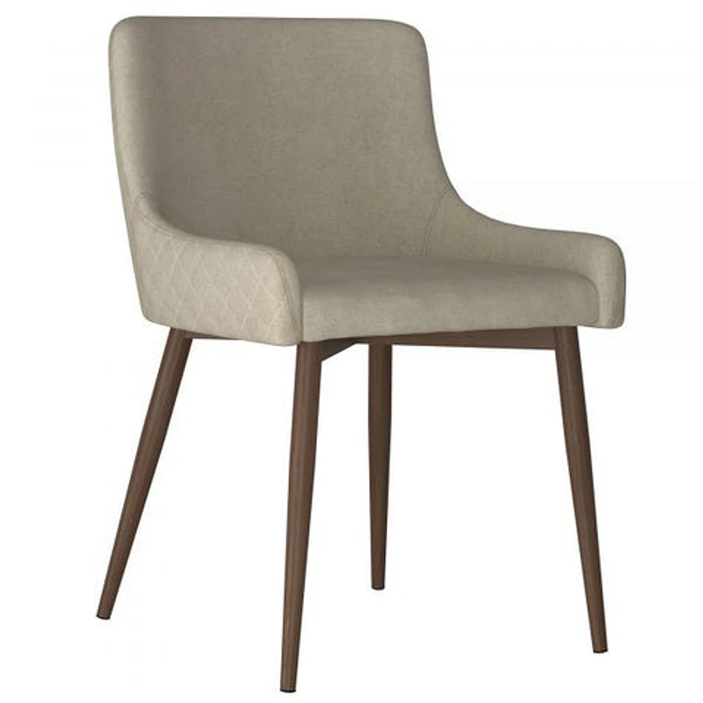 Bianca Side Chair, set of 2 in Beige with Walnut Leg