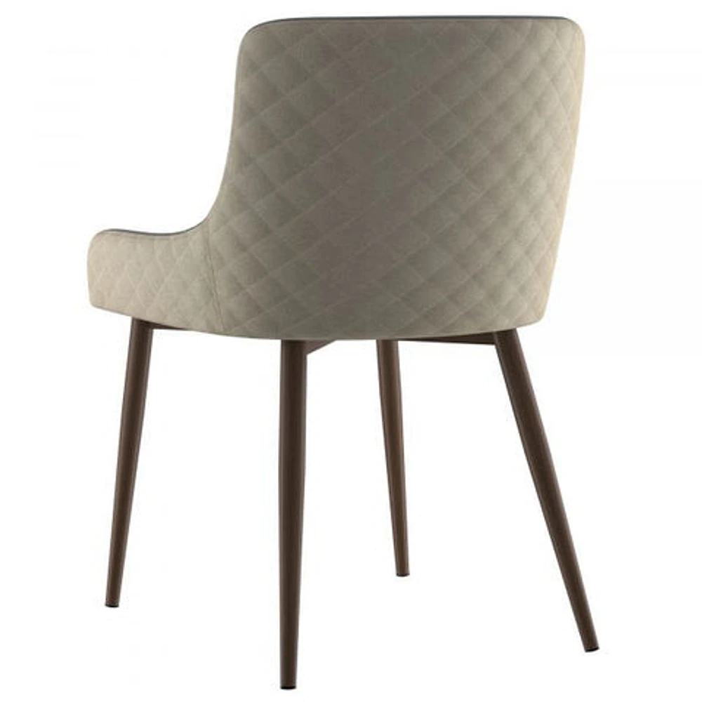 Bianca Side Chair, set of 2 in Beige with Walnut Leg