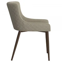 Bianca Side Chair, set of 2 in Beige with Walnut Leg