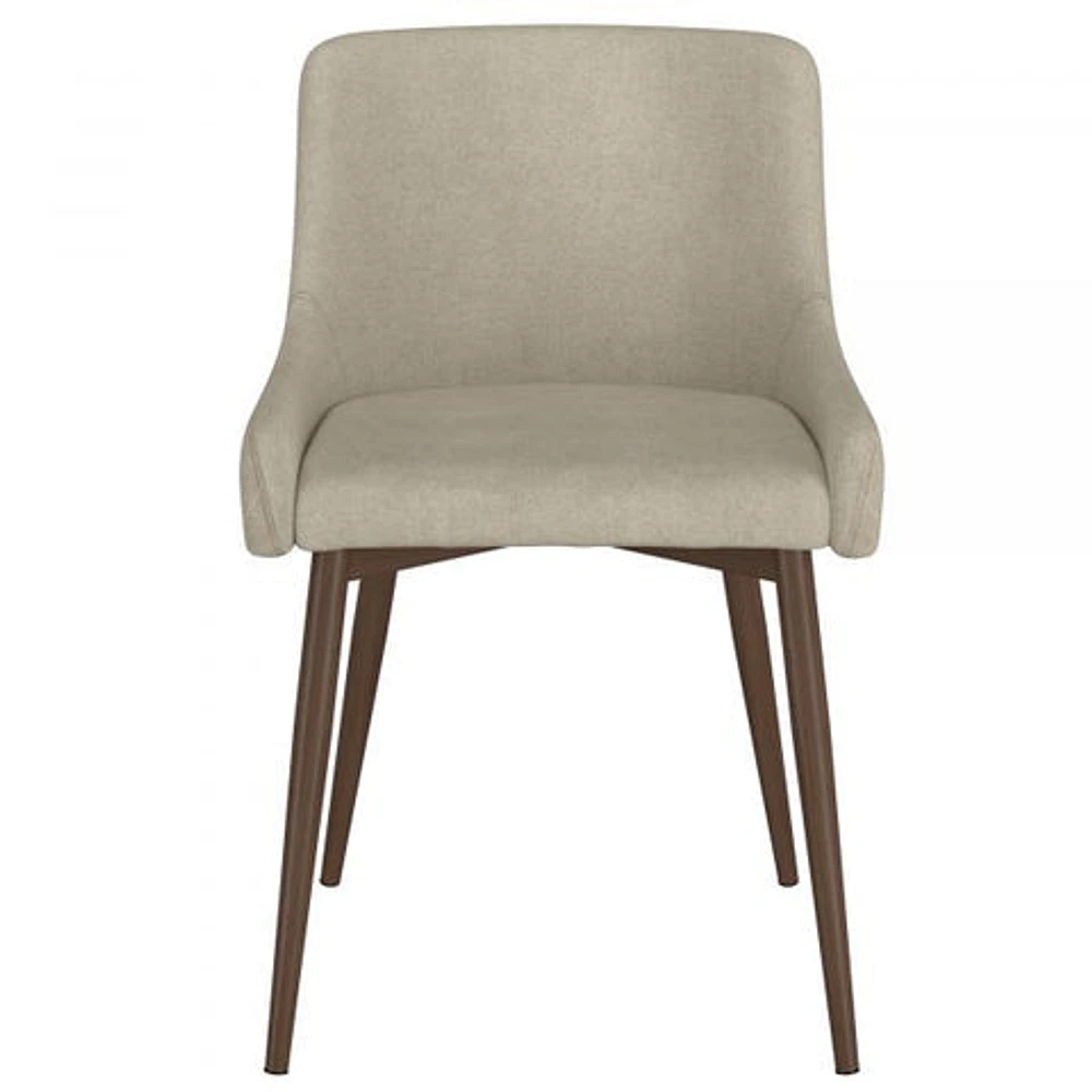 Bianca Side Chair, set of 2 in Beige with Walnut Leg