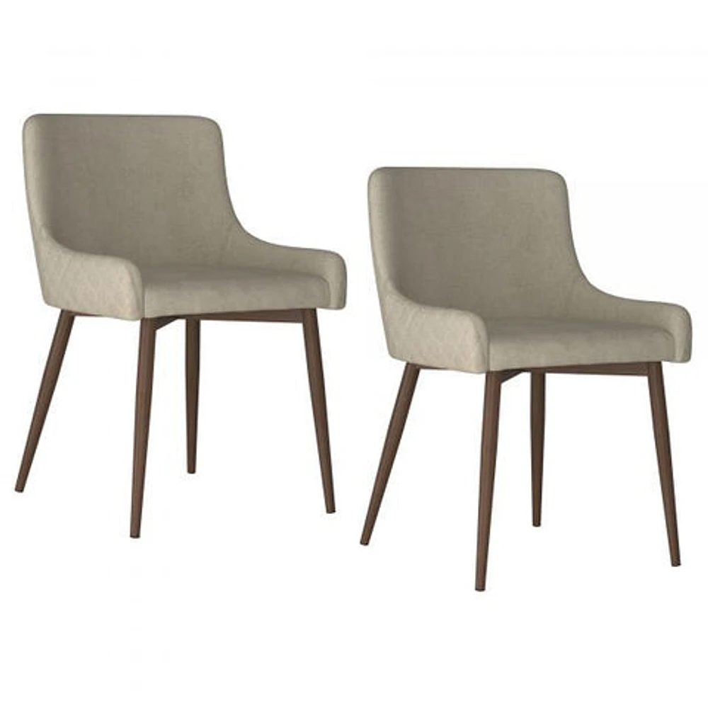 Bianca Side Chair, set of 2 in Beige with Walnut Leg