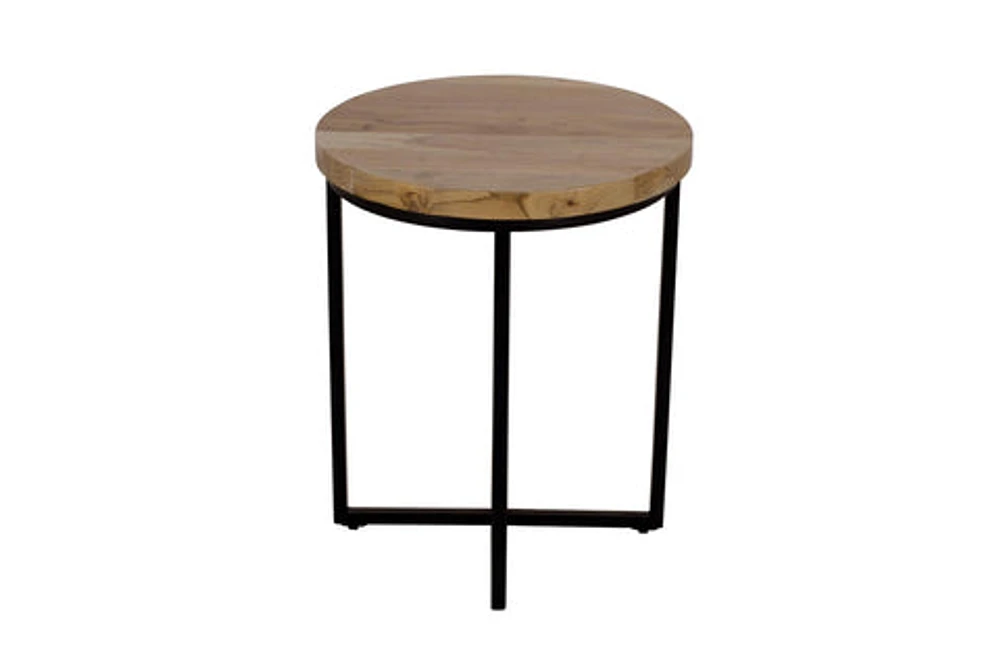 Ames Round Wooden End Table