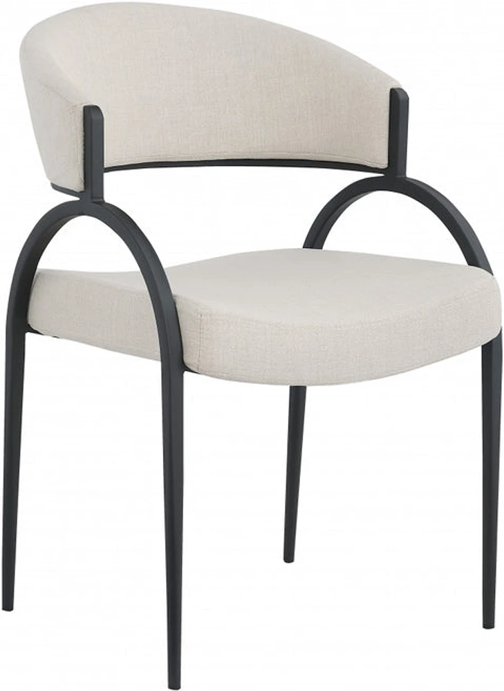 Kara Linen Textured Dining Chair - Beige