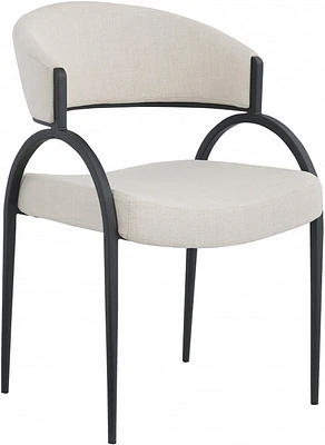 Kara Linen Textured Dining Chair - Beige