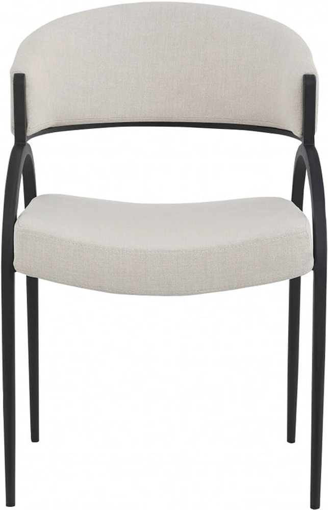 Kara Linen Textured Dining Chair - Beige