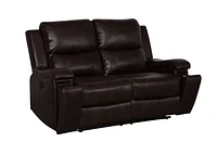 Clinton Power Recliner Loveseat - Dark Brown Leather Gel