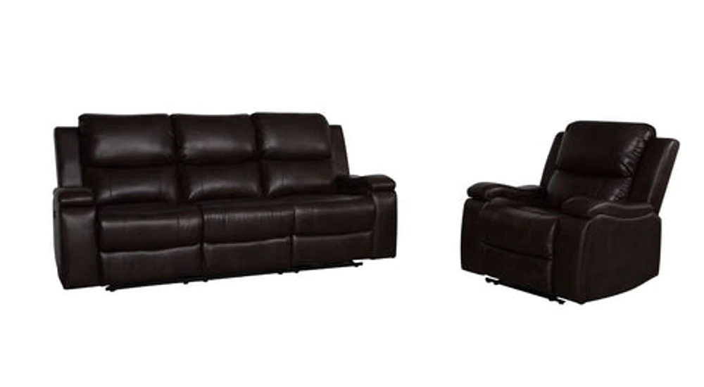 Clinton Power Recliner Sofa - Dark Brown Leather Gel