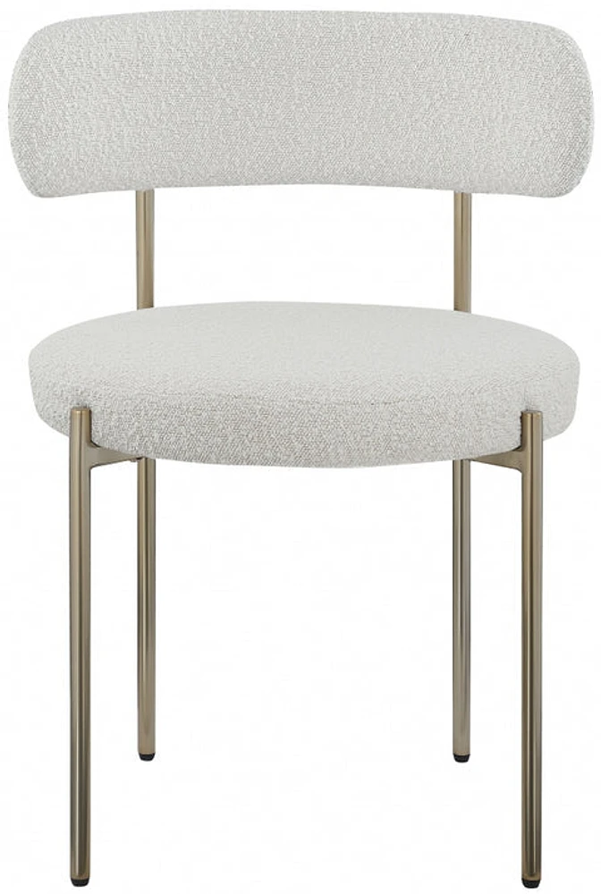 Ronda Boucle Fabric Dining Chair Brushed Brass