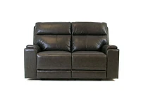 Genova Genuine Leather Power Reclining Loveseat - Dark Grey