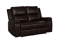 Clinton Power Recliner Loveseat - Dark Brown Leather Gel