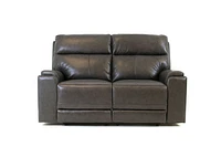 Genova Genuine Leather Power Reclining Loveseat - Dark Grey