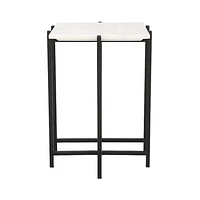 Function Side Table - White Marble/Black Base