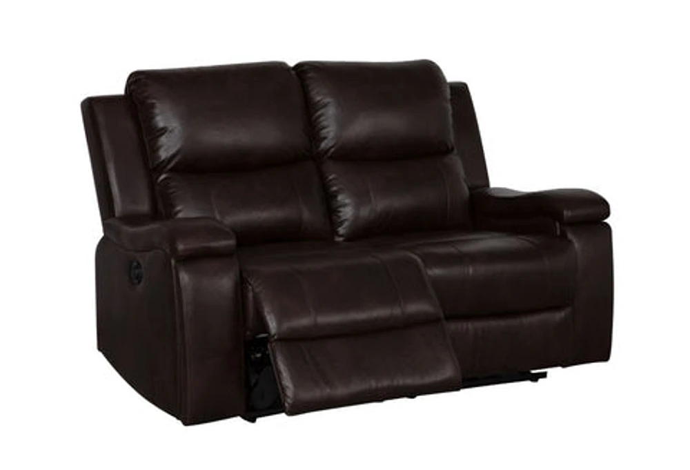 Clinton Power Recliner Loveseat - Dark Brown Leather Gel