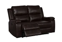 Clinton Power Recliner Loveseat - Dark Brown Leather Gel