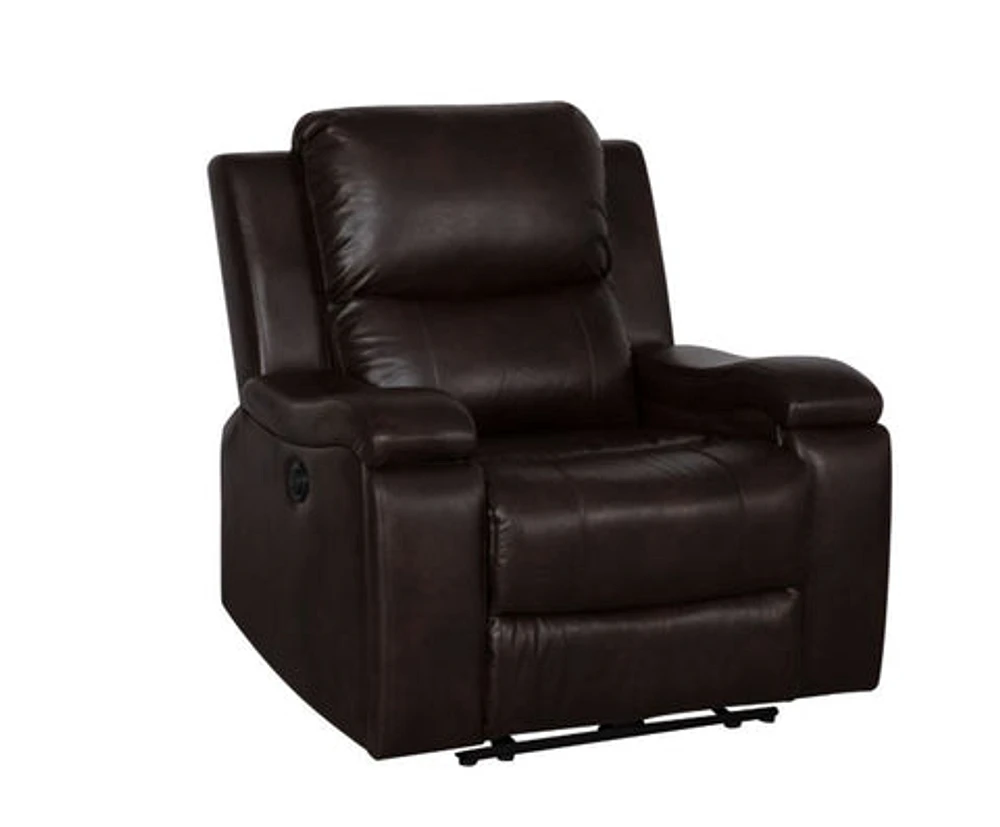 Clinton Power Recliner Chair - Dark Brown Leather Gel