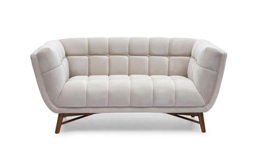 Kitsilano Mid Century Velvet Light Blue Tufted Fabric Loveseat | Couches- Accents@Home