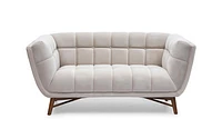 Kitsilano Mid Century Velvet Light Blue Tufted Fabric Loveseat | Couches- Accents@Home