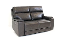 Genova Genuine Leather Power Reclining Loveseat - Dark Grey