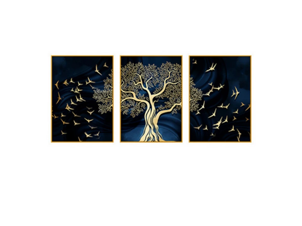 Utopia Set of 3 Alloy Matt - Golden Frame Wall Art