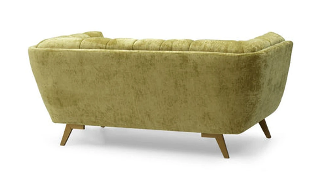 Yaletown Mid Century Loveseat - Lime Crushed Velvet Floor Model