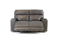 Genova Genuine Leather Power Reclining Loveseat - Dark Grey