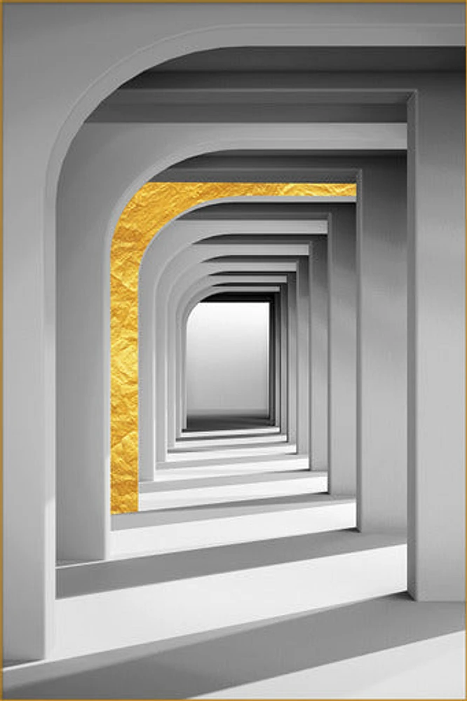 Quantum Set of 3 Alloy Matt - Golden Frame Wall Art