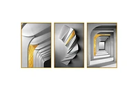 Quantum Set of 3 Alloy Matt - Golden Frame Wall Art