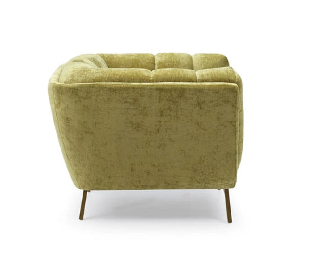 Yaletown Mid Century Loveseat - Lime Crushed Velvet Floor Model