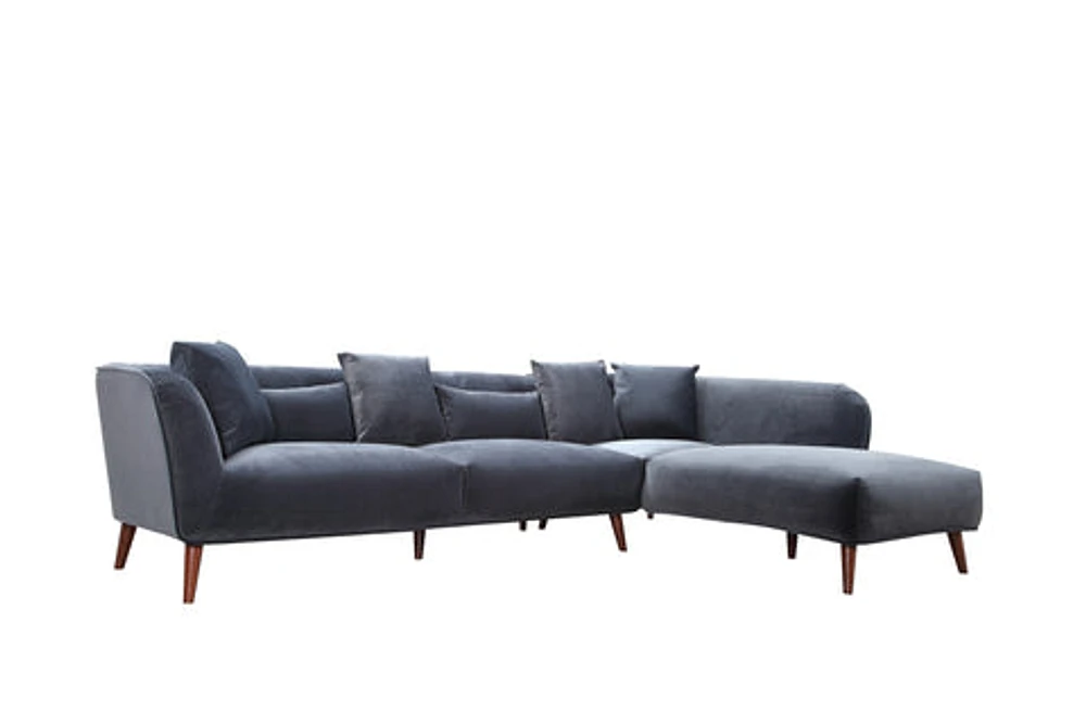 Maja Velvet Sectional - Grey