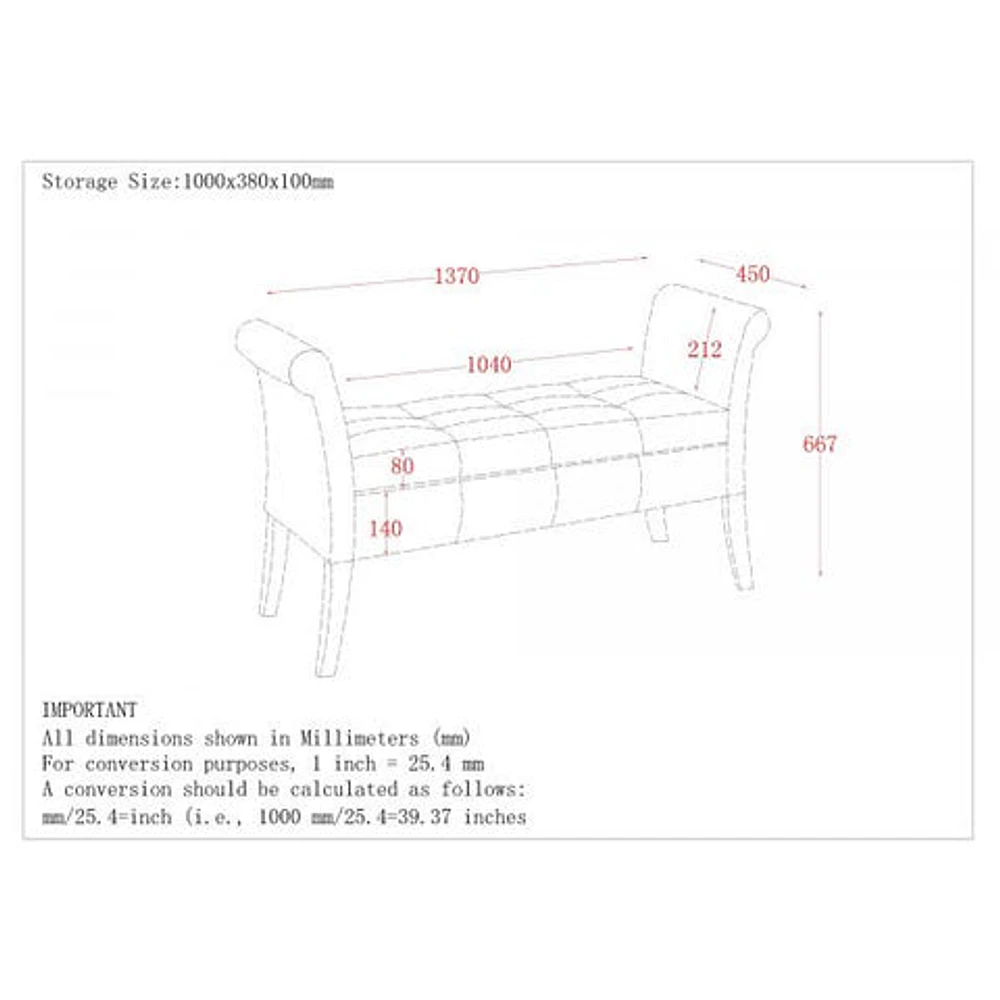 Audrey Storage Bench in Grey