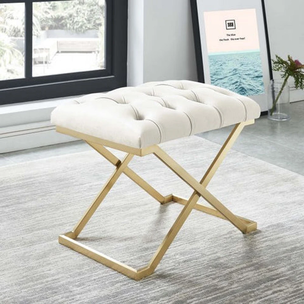 Rada Bench in Ivory/Gold