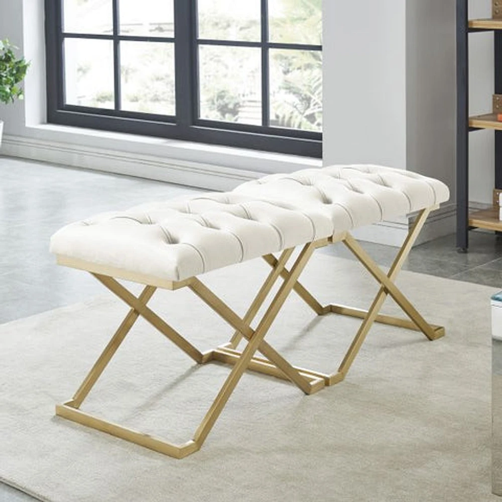 Rada Bench in Ivory/Gold