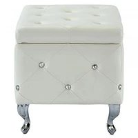 Monique Rectangular Storage Ottoman in White