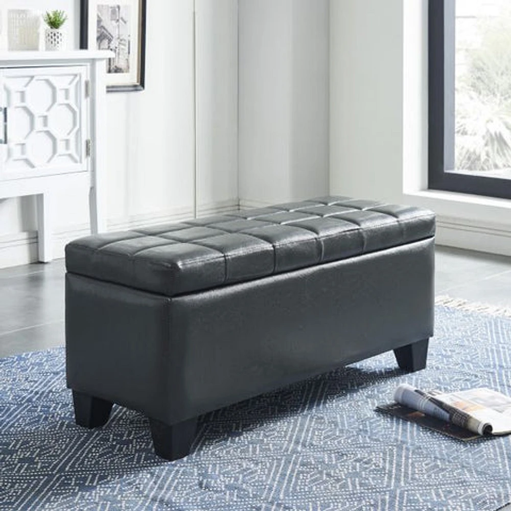 Winston Rectangular Storage Ottoman in Grey