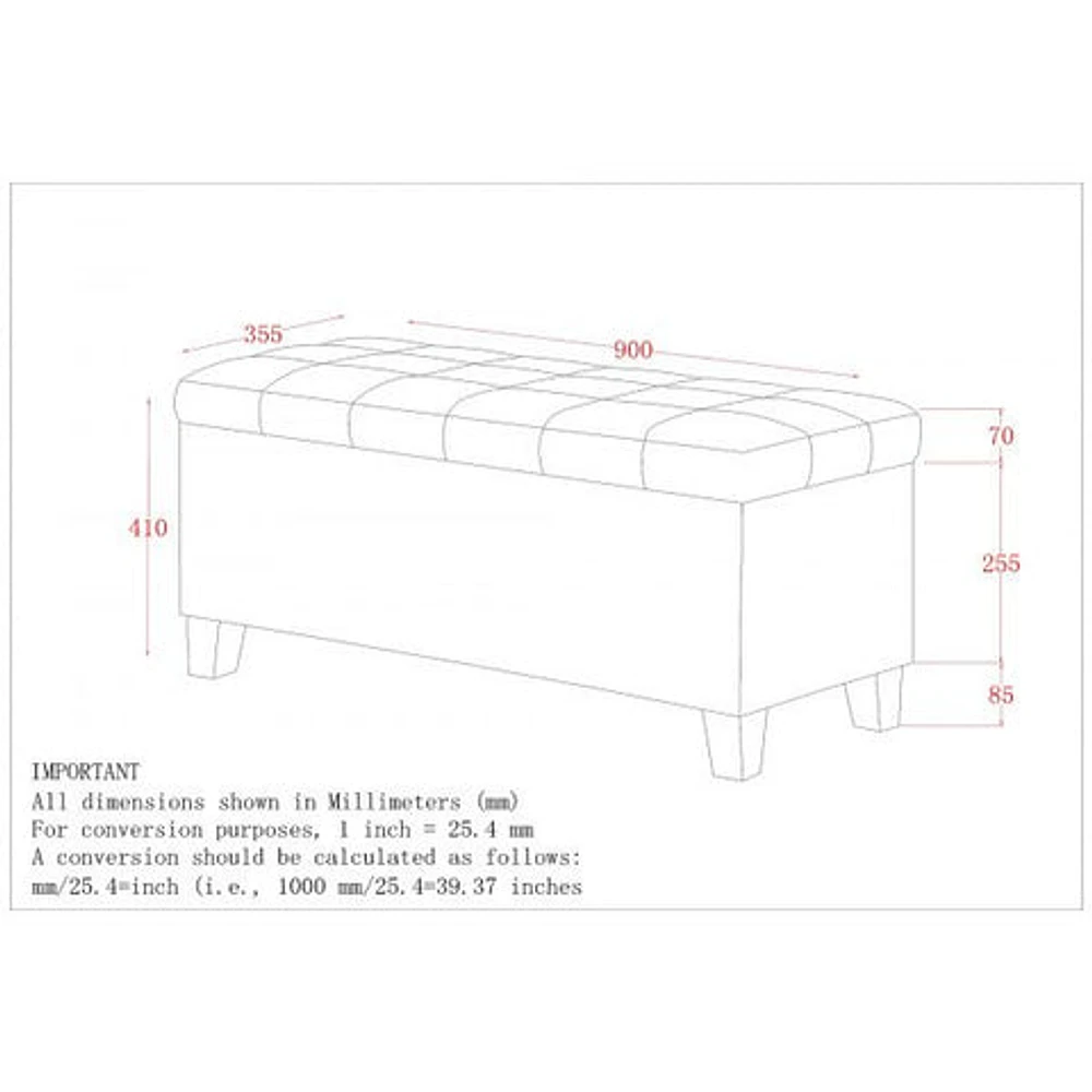 Winston Rectangular Storage Ottoman in Grey