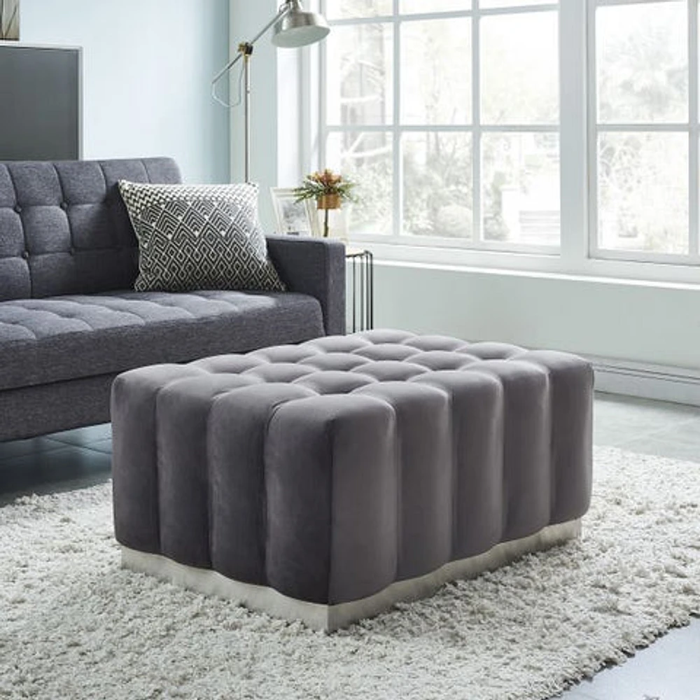 Magnum Rectangular Cocktail Ottoman in Grey/Silver