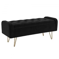 Sabel Storage Ottoman/Bench in with Gold Leg